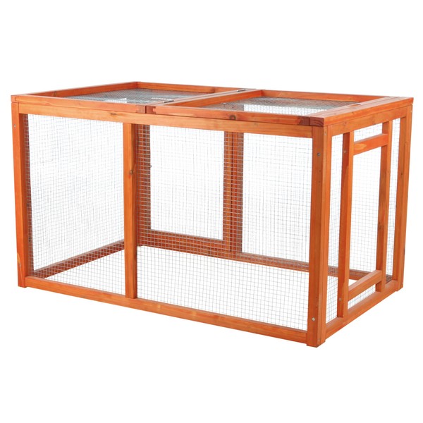 TRIXIE Outdoor Run with Cover, Chicken Cage, Chicken Backyard, Playground, Brown, 45.25 x 26.75 x 27.75 inches