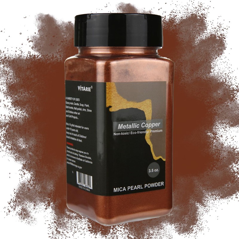 VITARIE Metallic Copper Mica Pigment Powder, 3.5 OZ/100 Grams Mica