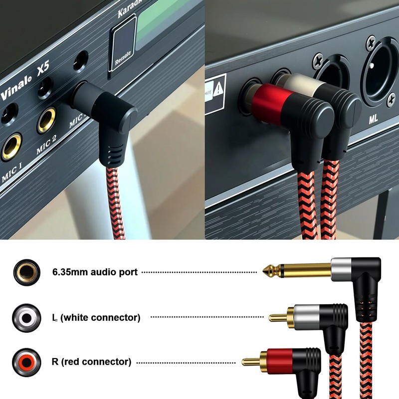 LiuTian Plated 6.35mm 1/4" High TRS Stereo Plug to Two