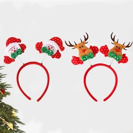 COLORFUL BLING Christmas Headbands Holiday Bouncy Headbands Lovely Santa Claus Elk Headband Christmas Costume Party Headwears Accessories for Women Christmas Head Topper for Christmas Party Supplies