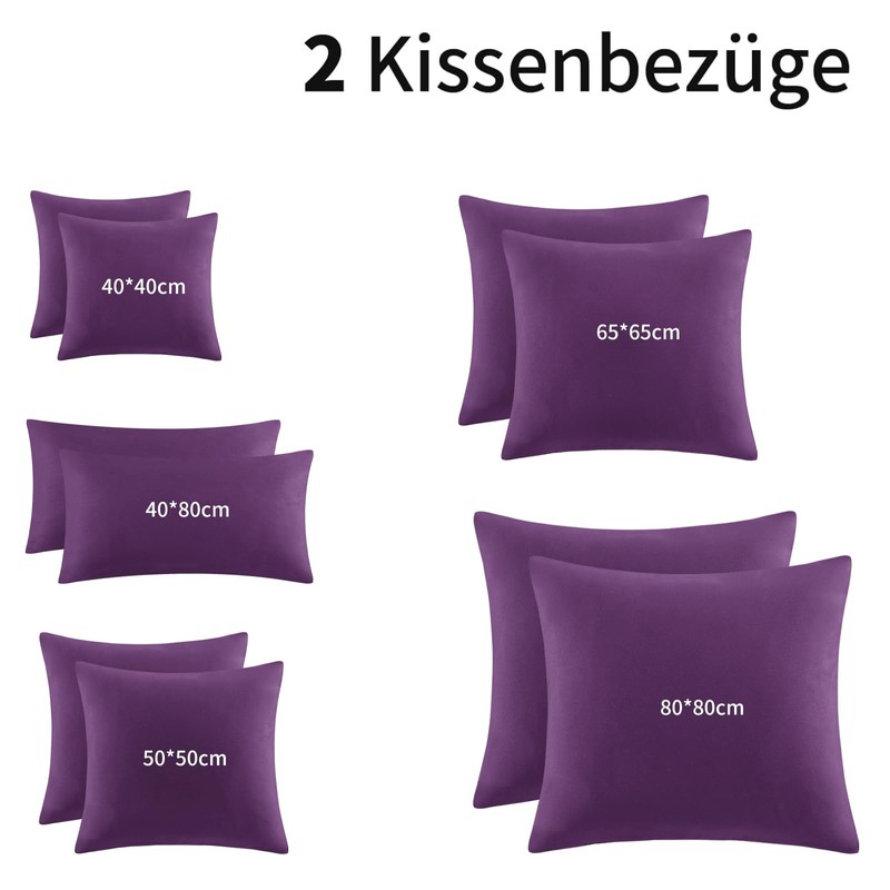 Aisbo Pillowcase, 80 x 80 cm, Set of 2, Purple,