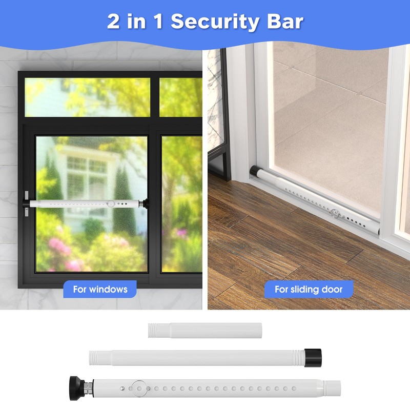 Sliding Door Security Bar,2Pcs 16 to 51 Inch Inside Sliding