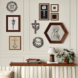 Sitsink Religious Stencils for Crafts Reusable - 12 Pcs Chiristian Cross Inspirational Stencils for Wood Burning Wall Furniture Decor Drawing Template