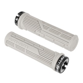 FIFTY-FIFTY Mountain Bike Grips, Single Lock-on MTB Handlerbar Grips, Soft and Comfortable, Non-Slip Locking Bicycle Handle for All Mountain, Enduro, Downhill (Light Grey)