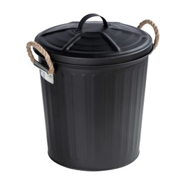 WENKO Gara Cosmetic Bin Matt Black - Waste Bin Capacity: 6 L, Steel, 24 x 28.5 x 23 cm, Black
