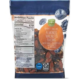 Grove Serenity Southern Omega Gluten Free Trail Mix: Raw Almonds Nuts Walnuts Raisins Dried Cranberries Hazelnuts Pecans - Low Carb Sugar Keto Healthy Snacking Snack Food Treat 16oz Bag