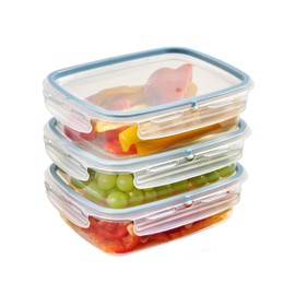 Snips SnipsLock Rectangular Meal Prep Boxes for Food Storage, 1.40 L, Set of 3, 4 Safety Locks, Food Storage Containers, 23.5 x 18.5 x 11 cm, Made in Italy