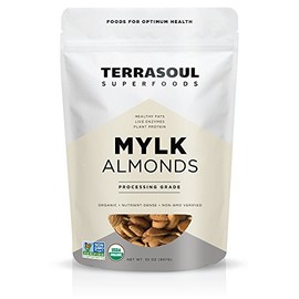 Terrasoul Superfoods Raw Unpasteurized Organic Almonds (Mylk Grade), 2 Pounds