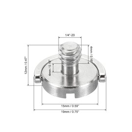 PATIKIL 1/4-20 Thread 12mm Length D-Ring Stainless Steel Camera Fixing Screw, D Shaft Quick Release Plate Screw for Camera Tripod/Monopod, Silver