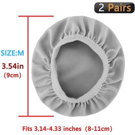 Geekria 2 Pairs Flex Fabric Washable Headphone Covers/Earphone Covers/Ear Pads Protector/Stretchable Sanitary Earcup, Fits 3.14"-4.33" Over-Ear Earpads (Grey)