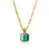 COAI Unisex Surfer Necklace with Square Gemstone Pendant, Stone, Malachite