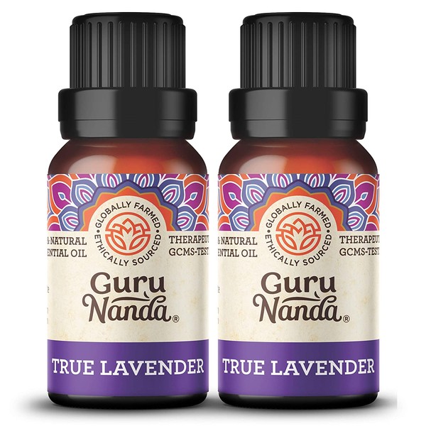 GuruNanda Lavender Essential Oil (Pack of 2) - Pure Therapeutic Grade Oil for Stress Relief, Calm and Relaxed Sleep, Soothing Oil for Diffuser (15 ml x 2)