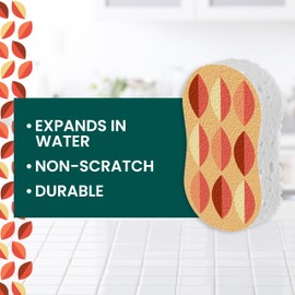 Scotch-Brite Harvest Pop Up Kitchen Sponges, Unique Compressed Kitchen Sponge for Cleaning Gently, Autumn Pattern Dish Sponge That Expands in Water, 3 Scrubbing Sponges