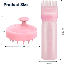 Flycppo 2 Stück Haaröl Applikator,Haarfärbebürste Flasche,Wurzelkamm Applikator Flasche und Haare Massagebürste,Hair Oil Applicator Bottle für Reisen,Zuhause,Salon(Rosa)