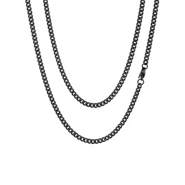 ChainsHouse Fashion 316L Stainless Steel Cuban Necklace - 3 / 6 / 9 / 12 mm Wide - Silver / Black / Gold Colour Men’s Necklace / Hip hop Chain - Various Chain Lengths (46 / 55 / 66 / 71 / 76 cm) Great Birthday Gift, Stainless Steel