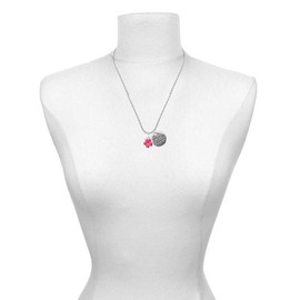 Delight Jewelry Silvertone Hot Pink and Orange Flower For I Know the Plans I Have for You Charm Necklace, 20"+3"