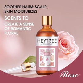 HEYTREE HEYTREE Rose ?therisches ?l 100% Pure Therapeutic Grade Rose ?l fr Diffusor, Schlaf, Parfm, Massage, Hautpflege, Aromatherapie, Bad - 100ML
