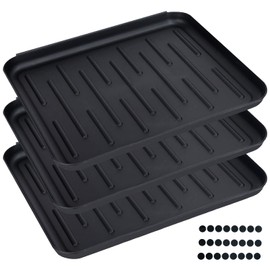Mavo Planet Shoe Drip Tray - (Set of 3) - Non-Slip Shoe Mat Drip Mat with Raised Edge - Drip Tray Shoes - Shoe Tray - 37 x 30 cm