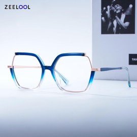 Zeelool Oversized Blue Light Glasses for Woman Chic Blue Square Eyeglasses Lightweight Computer Eyewear Glasses Anti Eyestrain Alexia JGX883711-03B