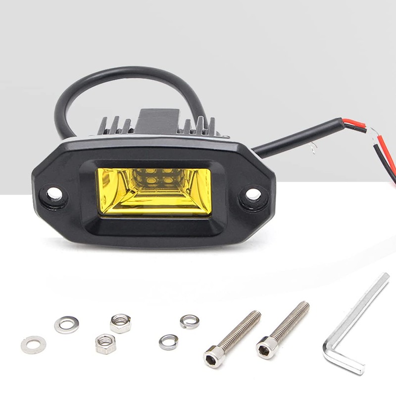CLOWICSR 2 Pcs 20W 4 LED Work Light Yellow Recessed