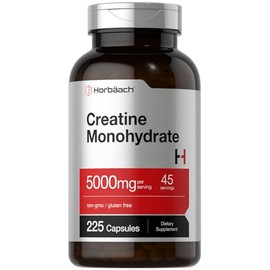 Horbäach Monohidrato de creatina | 5 g | 225 cápsulas | Suplemento sin OMG ni gluten