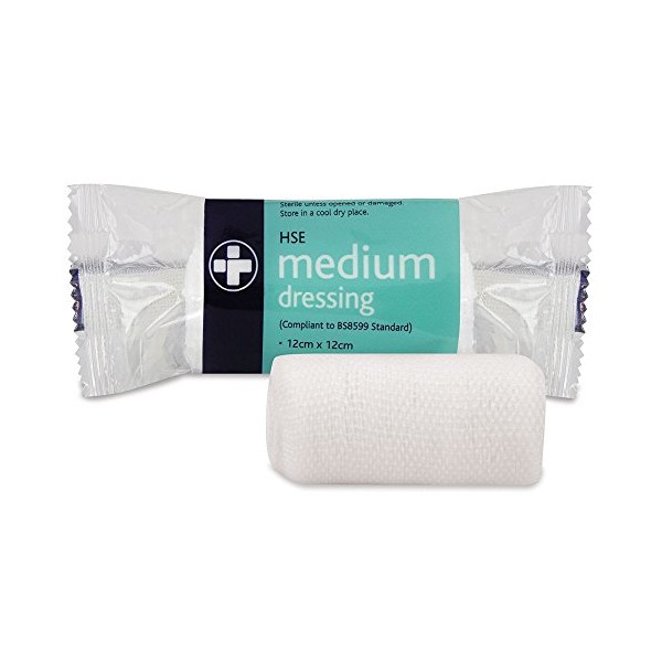 Reliance Medical 12 x 12 cm Medium HSE Dressing Bandage and Pad for Ref 316 - Pack of 10