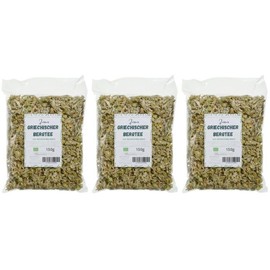 Greek Mountain Tea Organic Quality - 3 x 150 g Pack by Jassas - Cut - Mountain Tea with High Flower Content - Hand Harvested - Certified Organically Grown - DE-ÖKO-037
