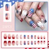 24Pcs 4th of July Press on Nails Medium Square Acrylic