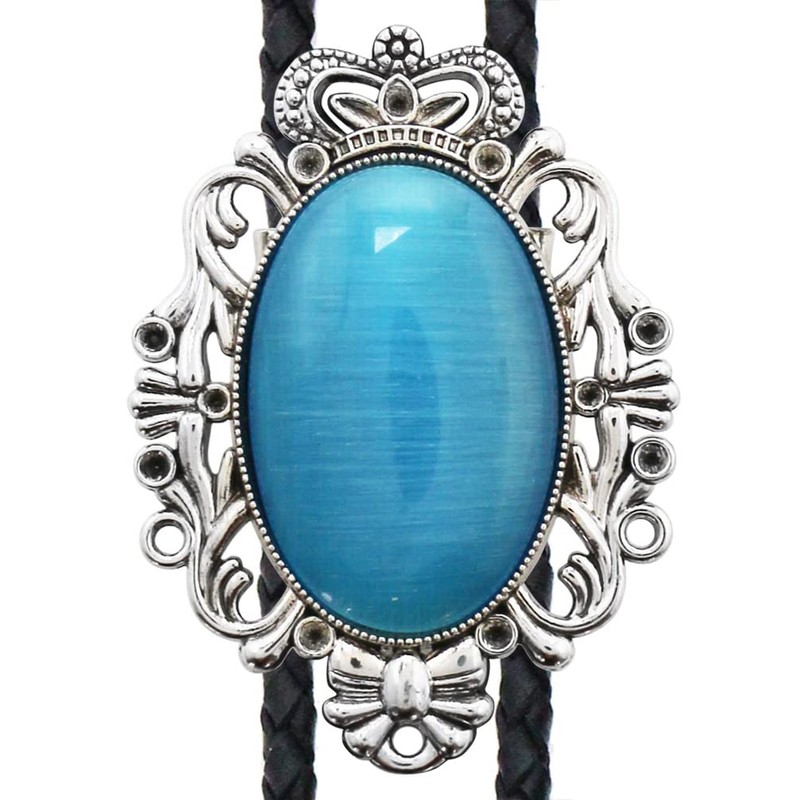 Bowties.jp prt0187 Blue Crown Oval Stone Loop Tie Necklace Polar