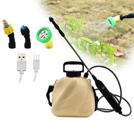 Alvorox 1.35 Gallon/5L Battery Powered Sprayer, Upgraded Electric Sprayer with Rechargeable Handle, 35.8" Retractable Wand,3 Mist Nozzles & Adjustable Shoulder Strap (Beige)