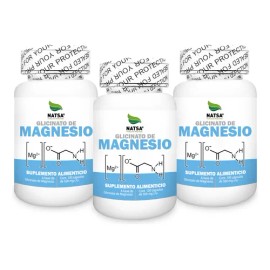 Glicinato De Magnesio 300 Cápsulas, 3 Frascos C/100 Caps Cu