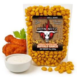 Buffalo Ranch Crunchy Roasted Corn Snack – Bold Crunch with Spicy Buffalo Heat & Cool Ranch Flavor | Craveable & Irresistible Snack for Road Trips, Tailgates, and Bar Time | Korn Nutz, 1-pound total (Box of 2 bags, 8oz each)