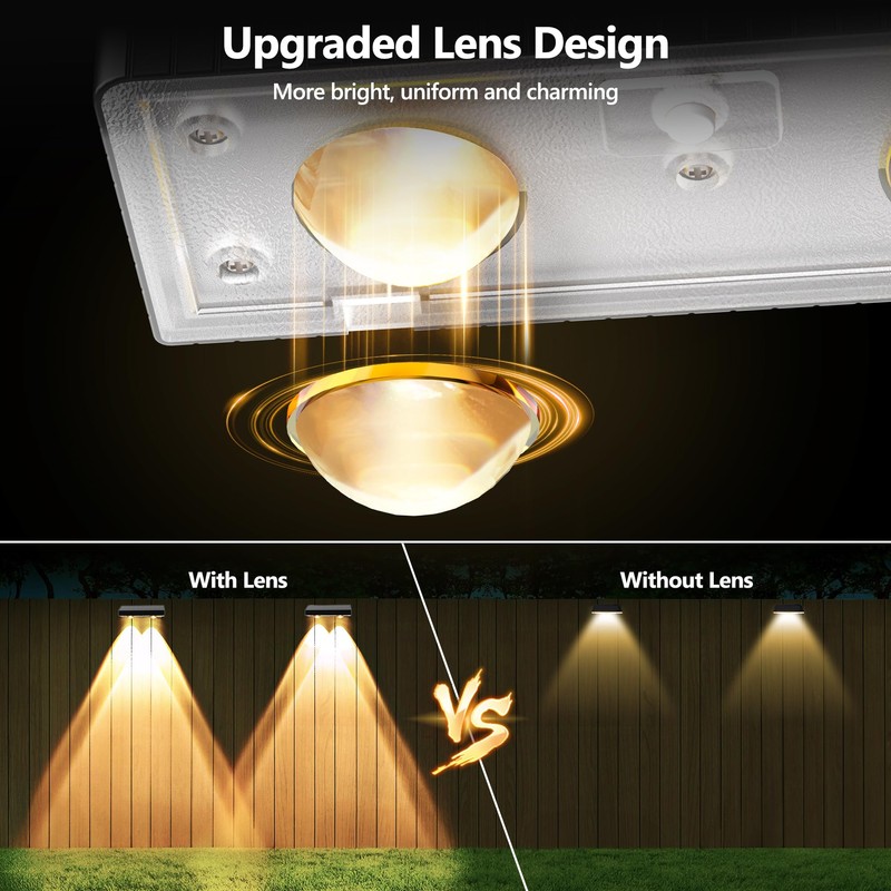 Brizled Solar Fence Lights Outdoor, 8 Pack 2700/4500/6500K 6 Modes