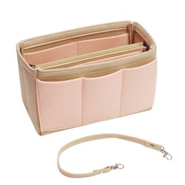 MISIXILE Felt Purse Organizer Insert Bag Organizer Handbag Tote Bag in Bag with Zipper for Speedy Neverfull-Pink,L