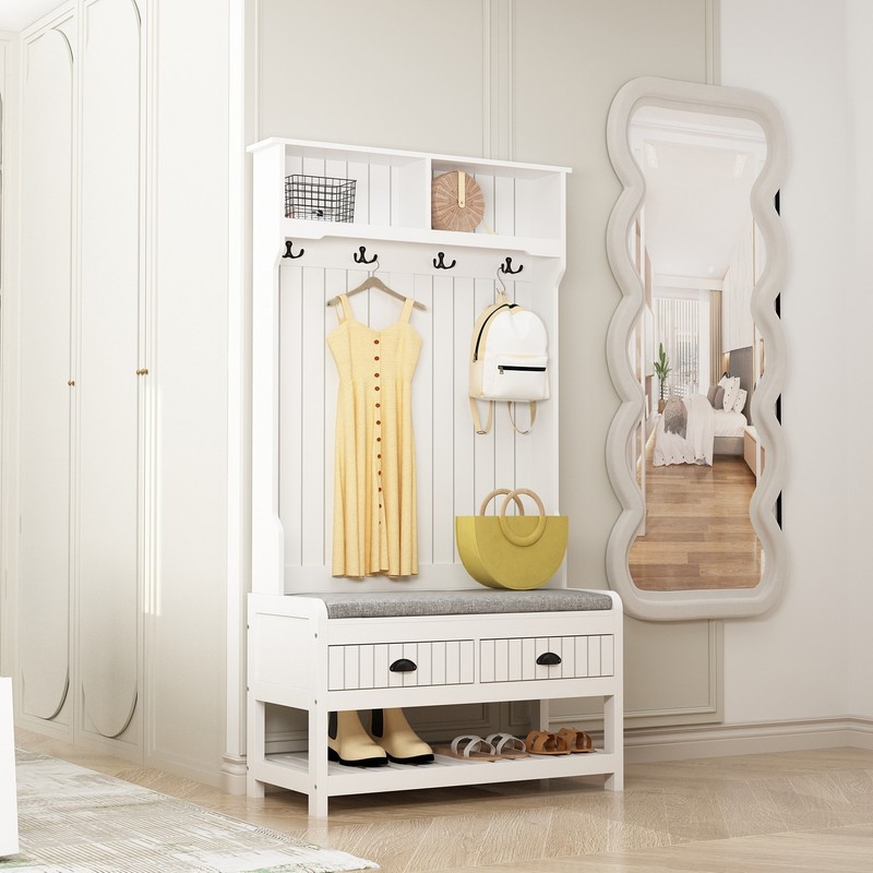 FUFU&GAGA 68.5"H Hall Tree with Bench and Shoe Storage -