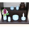 Pottery Buddhist Utensil Set, 6 Pieces, Cosmos Blue