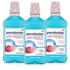 Parodontax Active Gum Health Mouthwash, Antiplaque and Antigingivitis Mouthwash, Mint, 3x16.9 Fl Oz Antibacterial Oral Daily - Pattern Name: Mouthwash, Style: Mint