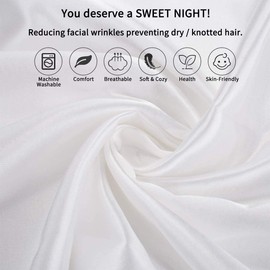 White Pillow Case Queen Size 2 Pack - Satin Pillowcase for Hair and Skin - Softer Than Silk - 20x30 Inches Silky Satin Pillow Covers with Envelope Closure - Breathable Pillow Protect for Sleeping