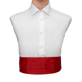 Dan Smith Satin Mens Cummerbund Plain Red Cummerbunds Clip-On Adjustable Business- Casual Cowboy DIBE0013 Red