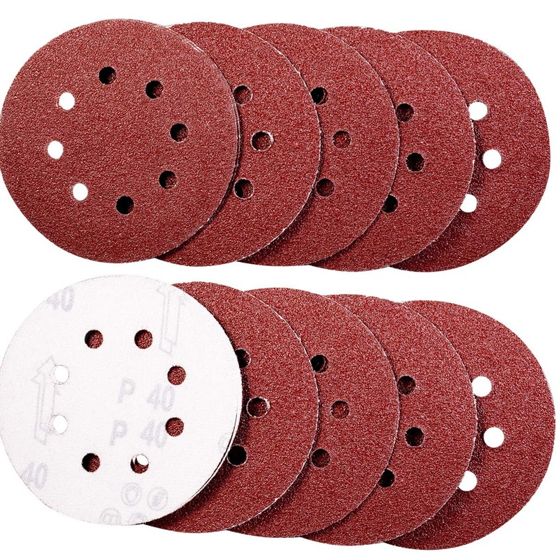 YoiYee 40 Grit Sanding Discs, 125mm/5-Inch with 8 Holes -