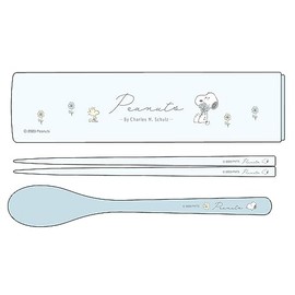 OSK CT-27 Cutlery Set, Peanuts, Everyday, Snoopy, No Crunching, Pull Lid Combi, Spoon Chopsticks, Made in Japan, Dishwasher Safe, Sliding, Antibacterial, Stylish, Cutlery, Unisex, Kids, Adults,