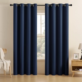 CUCRAF Navy Blue Blackout Curtains 90 inch Length 2 Panels Set, Room Darkening Curtains & Drapes for Living Room Bedroom, Thermal Insulated Light Blocking Grommet Window Curtain (W52 x L90 Inch)