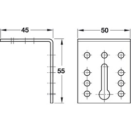 Gedotec Bed Angle Corner Connector Metal Connecting Angle 55 x 45 x 50 mm Nickel-Plated Steel Bed Fitting Angle Adjustable with 2 Long Holes Pack of 10 Bed Connector for Screwing