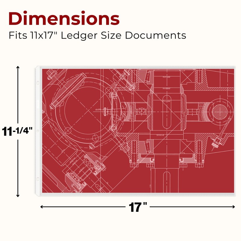 Dunwell 11x17 Sheet Protectors Landscape - (50 Pack, Heavyweight), 11