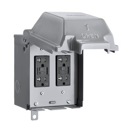 SURAIELEC Outdoor Electrical Box Waterproof, Dual 20 AMP WRTR GFCI Receptacles, Weatherproof Outlet Box with Metal 3R Enclosure, Lockable Outlet Cover, GFCI Outlet for Garden, Outdoor Lights