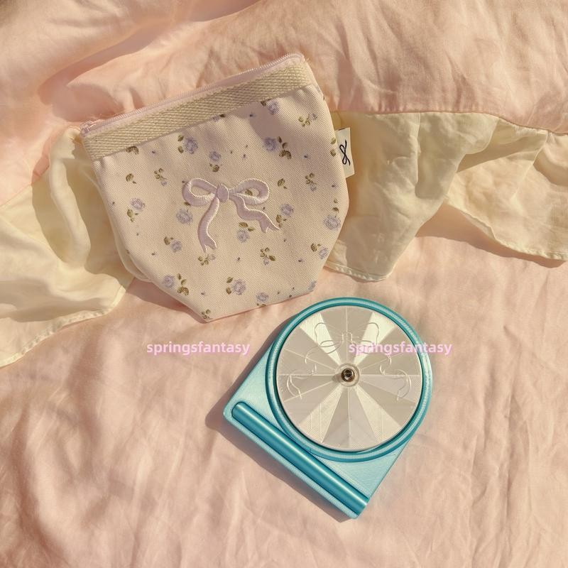 Shiny Mini Portable Yarn Spinner:_sky blue+embroidered bow bag
