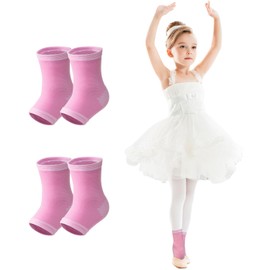 HOCAFER 2 Pairs Kids Compression Ankle Braces, Lightweight Non Slip Support Sleeve for Boys, Girls, Dance, Pickleball(Pink Cherub, S, 2P)