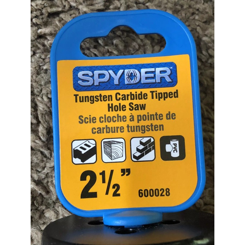 New Spyder 2-1/2” Tungsten Carbide Tipped Hole Saw 600028 2.5”