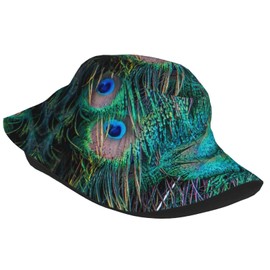 Peacock Feathers Bucket Hat for Men Women Printed Fisherman Hat Packable Sun Cap Travel Outdoor Beach Caps
