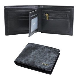 Cartera para Hombre Tarjeta de Crédito Bloquea el monedero Slim billetera para Hombre,con RIFD Protección,Regalo para Hombre (Negro)